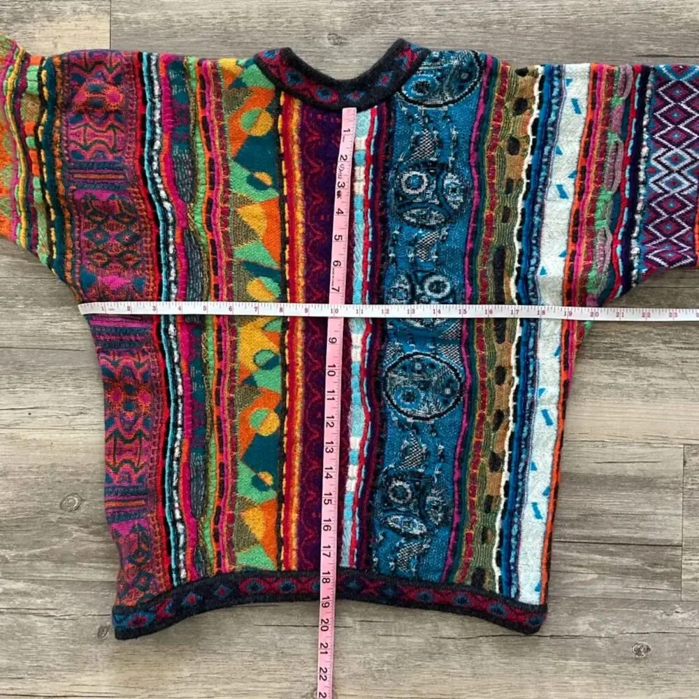 Vintage 90s Coogi 3D Multicolored Knit Sweater Size Small Hip-hop - Picture 5 of 6